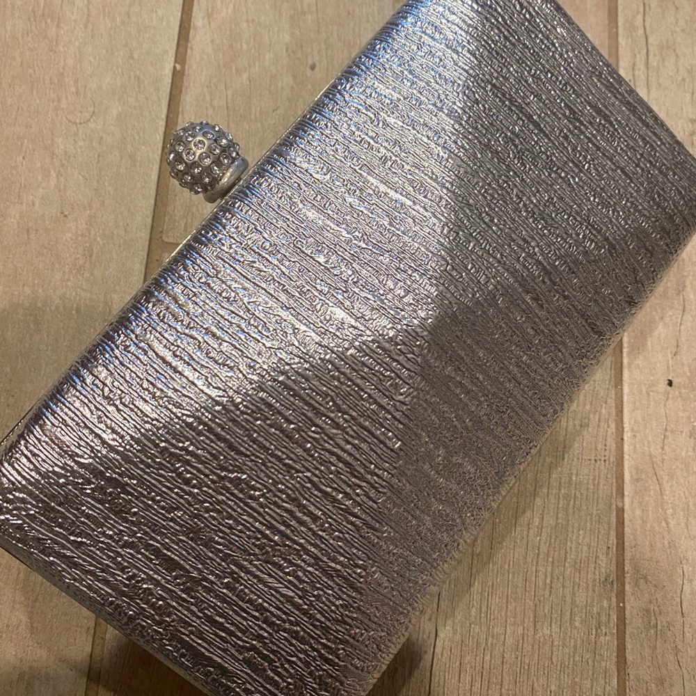 3 for $25 : Silver 8in clutch, with strap included